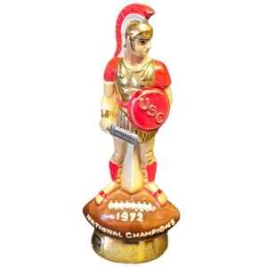 EZRA BROOKS Trojan Soldier Decanter 1972 USC National Champions Gold Trim